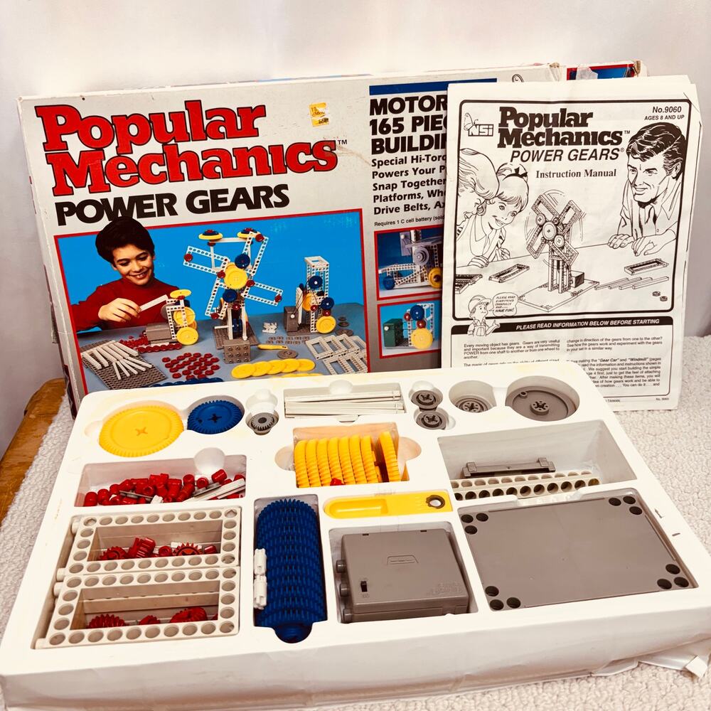 VTG Popular Mechanics Power Gears Motorized Building Set 165 pcs 1994 WORKS
